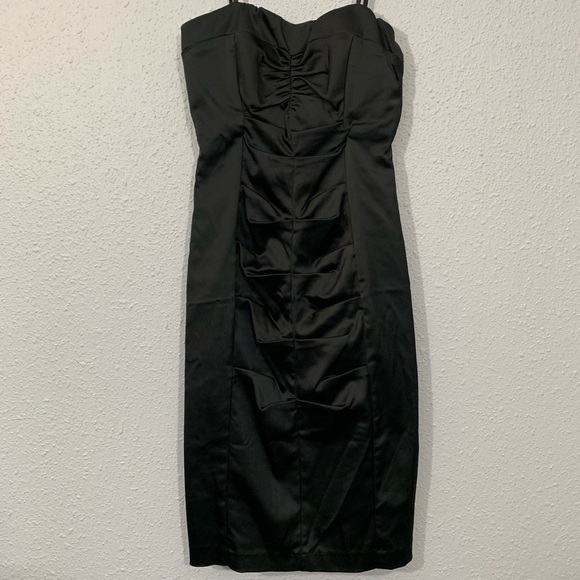 Cache NWT Black Satin Strapless Satin Dress size 6 - Picture 1 of 6